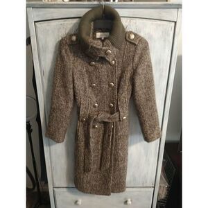 Calvin Klein Wool  Size 4 Belted  Coat Classic Vintage Oatmeal